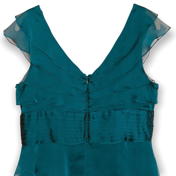 Adrianna Papell Occasions Cascading Tiered Ruffle Chiffon Dress Teal 12 - Picture 6 of 9